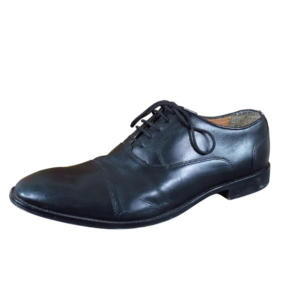 Steve Madden P-Quins Mens Cap Toe Oxford Dress Shoe Sz 11.5 Formal Black Leather